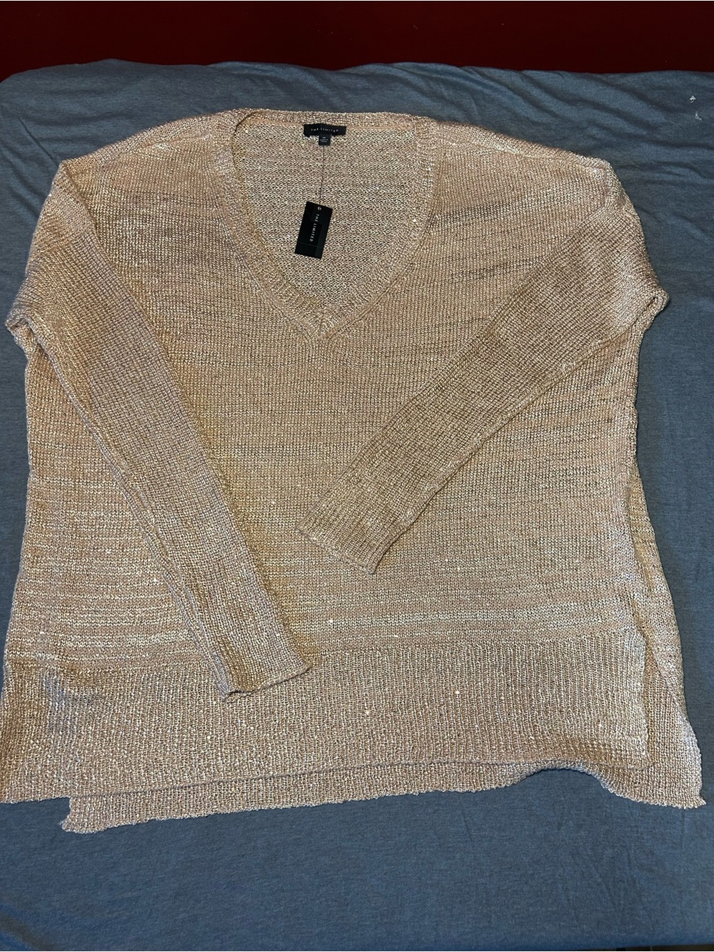 The Limited Metallic V-Neck Sweater - Champagne Gold